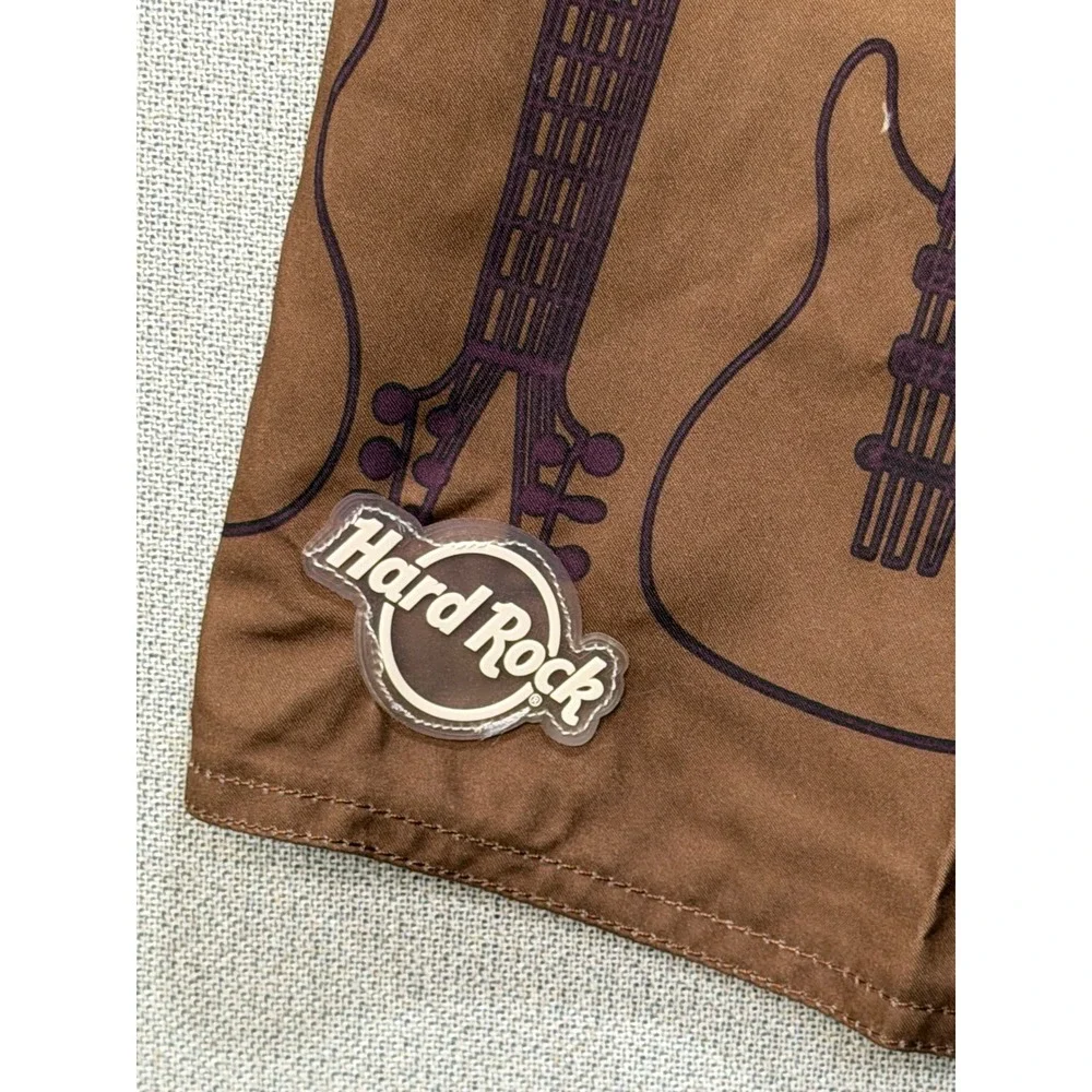 NWT Hard‎ Rock Cafe Mens Vintage Surf Pinup Boardshorts Brown Guitar Print SZ 36